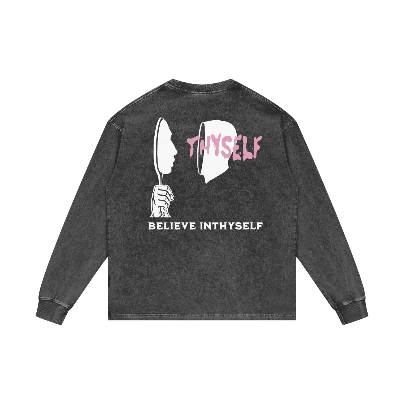 Comfy INTHYSELF Acid Wash Oversize Long Sleeve T-Shirt