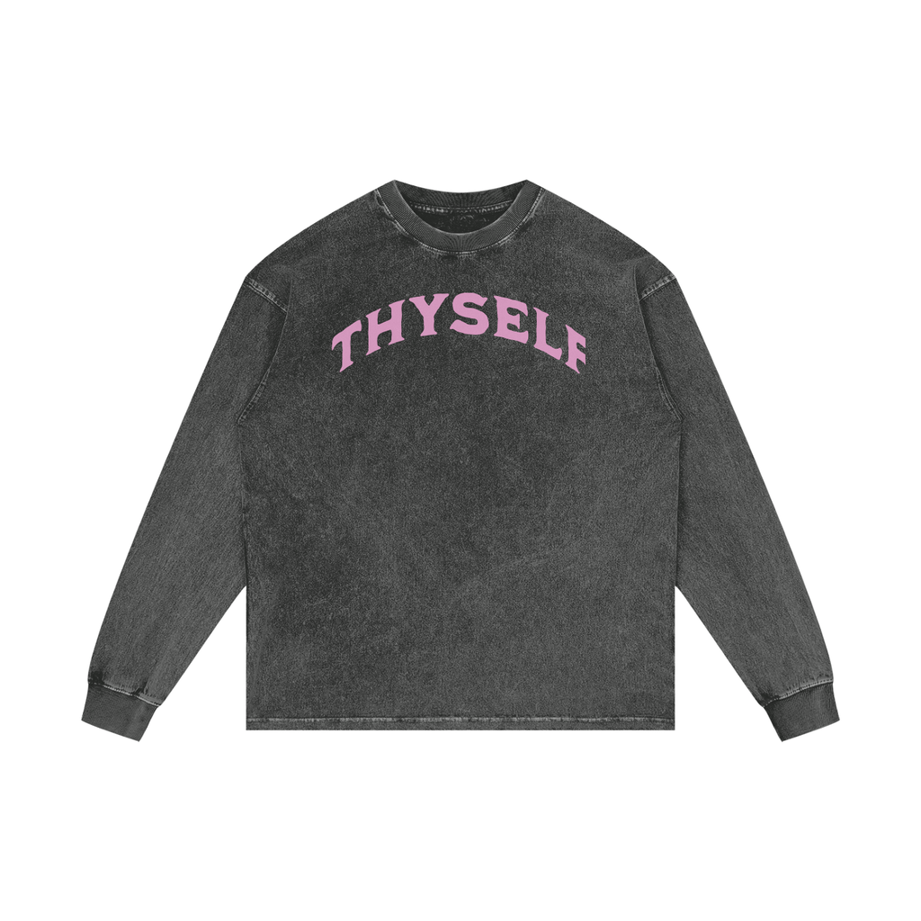 Comfy INTHYSELF Acid Wash Oversize Long Sleeve T-Shirt