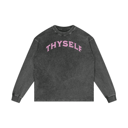 Comfy INTHYSELF Acid Wash Oversize Long Sleeve T-Shirt